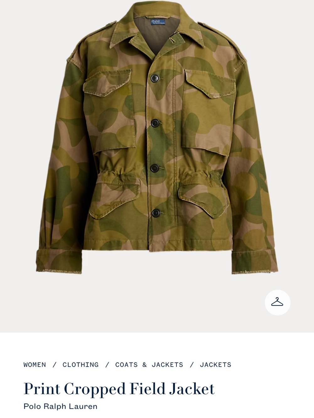 Polo by Ralph Lauren Green & Brown Camouflage Cropped Field Jacket